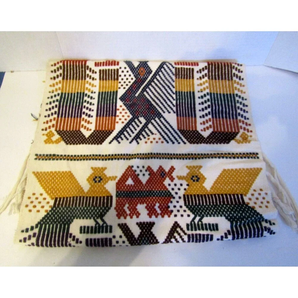 Vtg Chichicastenango Textiles Table Runner Hand Stitched Scandinavian Folk Art